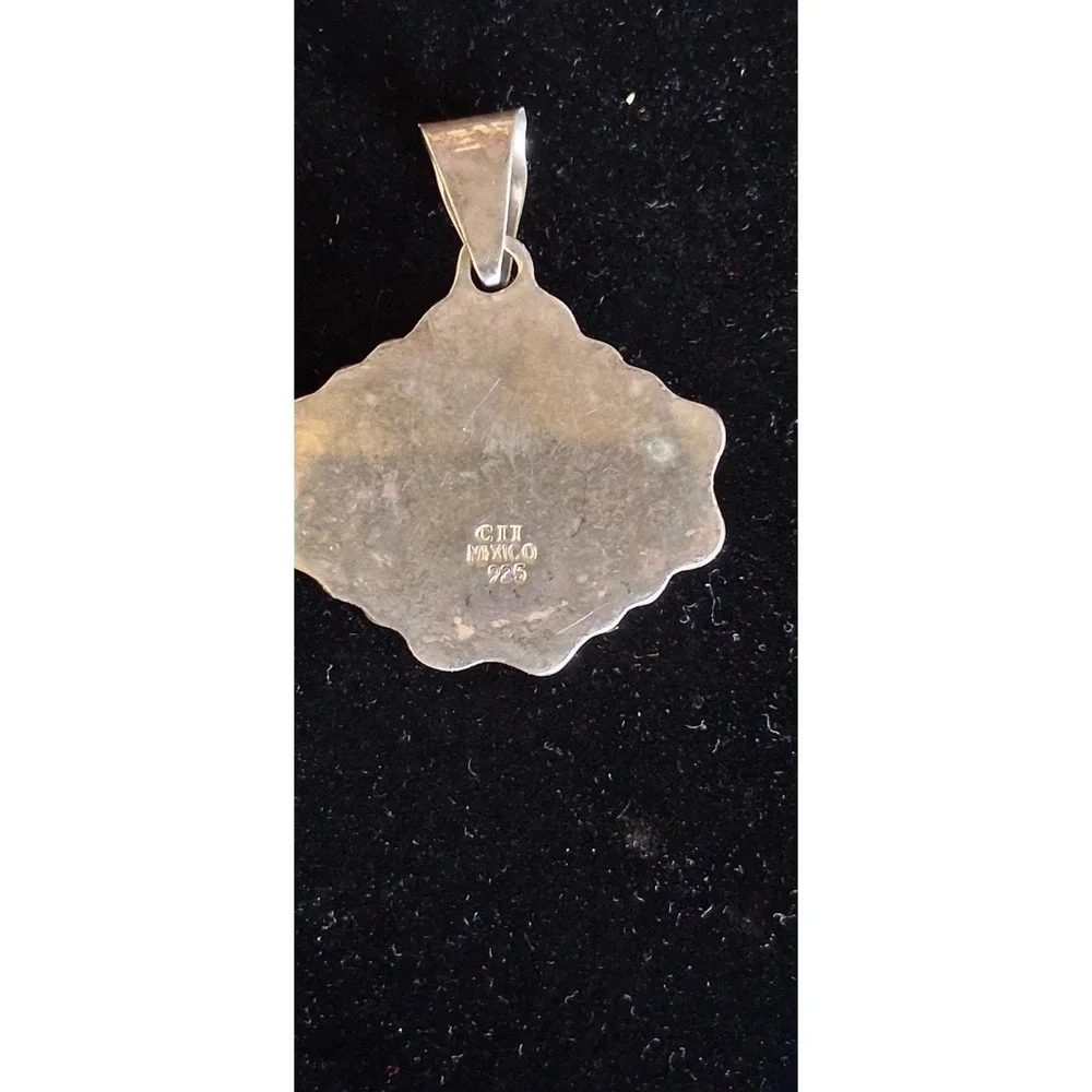 Sterling Silver CII Mexico Blue Lace Agate Pendant 925